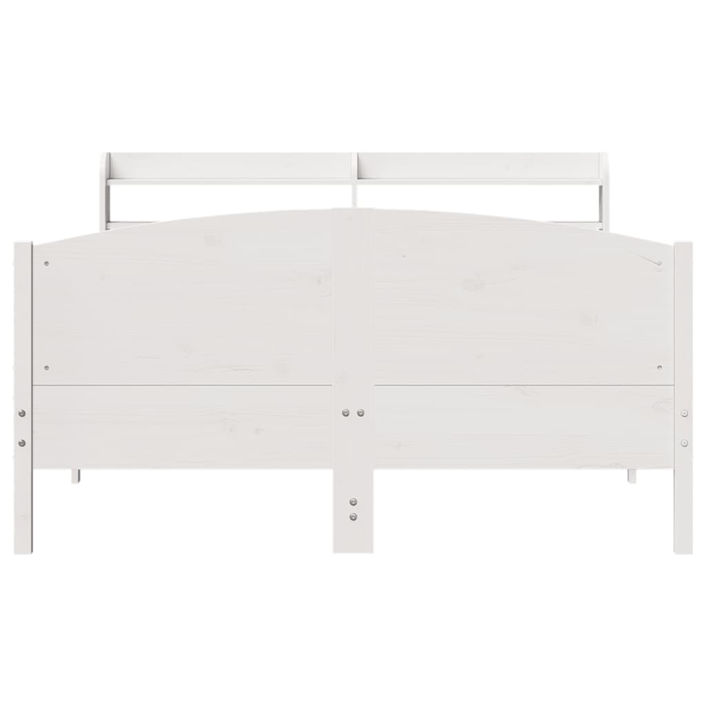 Bed Frame with Headboard White 150x200 cm King Size Solid Wood Pine