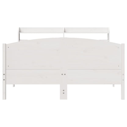 Bed Frame with Headboard White 150x200 cm King Size Solid Wood Pine