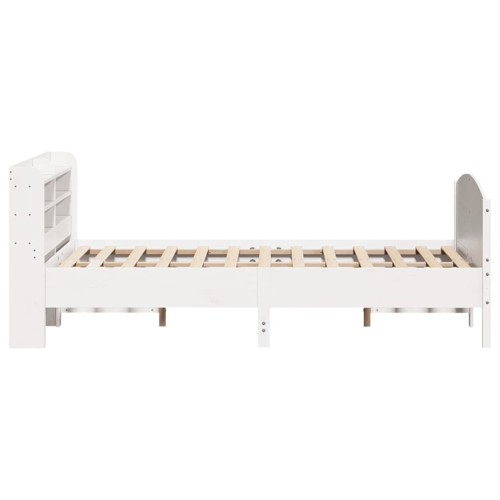 Bed Frame with Headboard White 150x200 cm King Size Solid Wood Pine