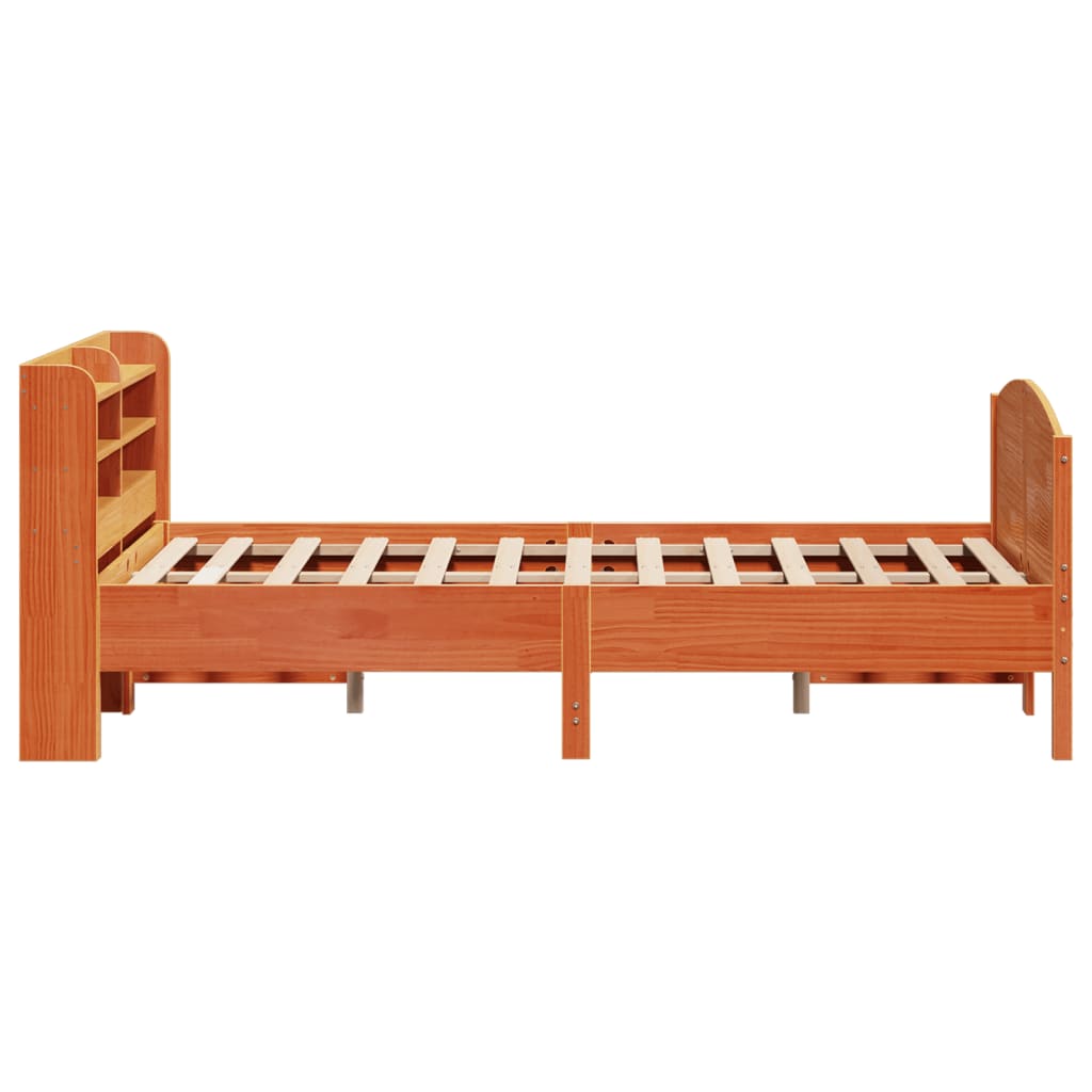 Bed Frame with Headboard Wax Brown 150x200 cm King Size Solid Wood Pine