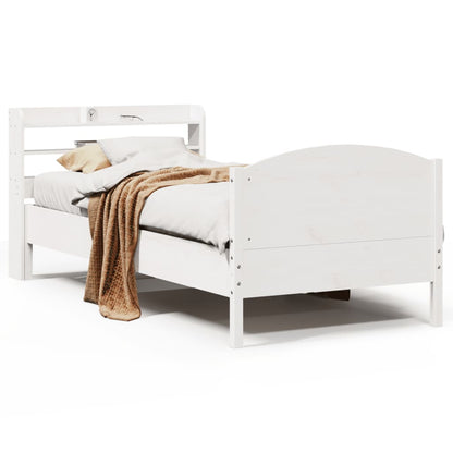 Bed Frame without Mattress White 90x200 cm Solid Wood Pine