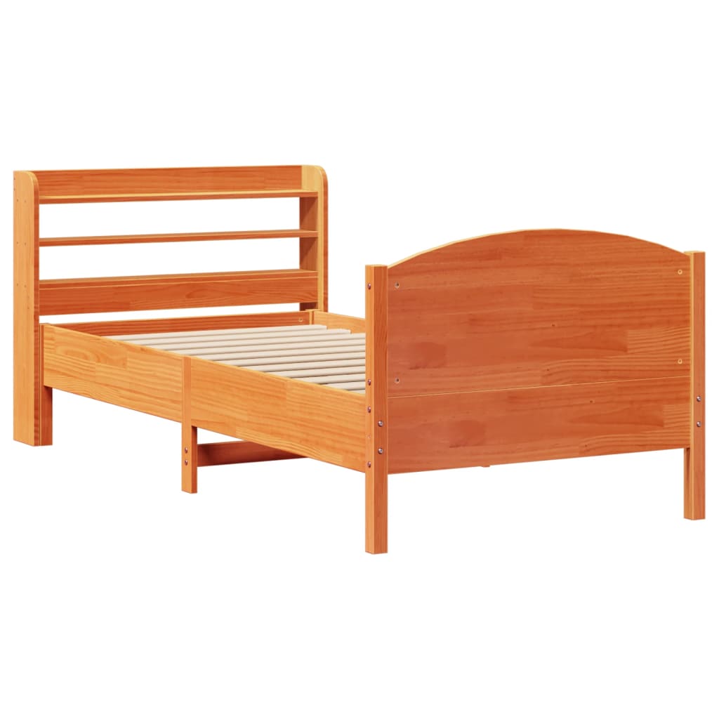 Bed Frame without Mattress Wax Brown 90x190 cm Single Solid Wood Pine