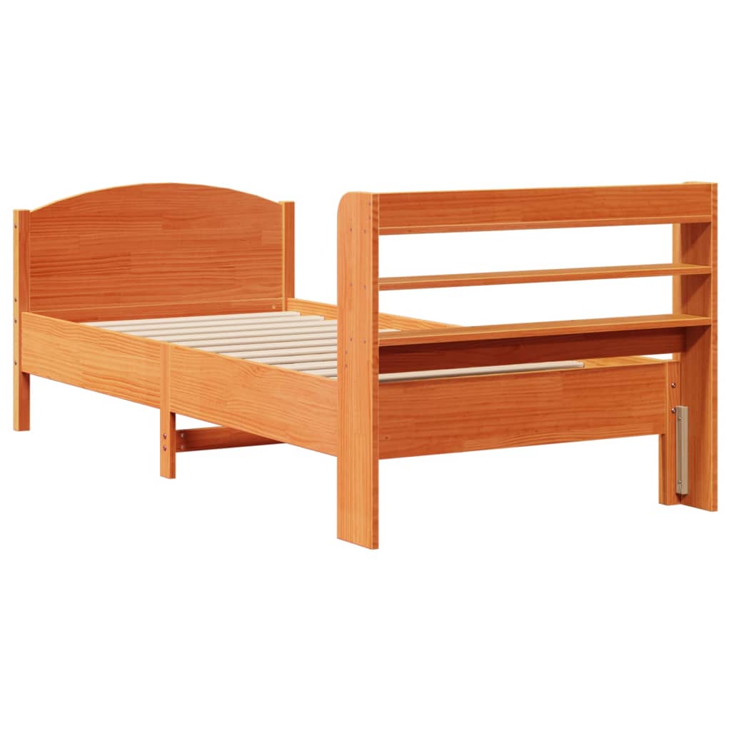 Bed Frame without Mattress Wax Brown 90x190 cm Single Solid Wood Pine