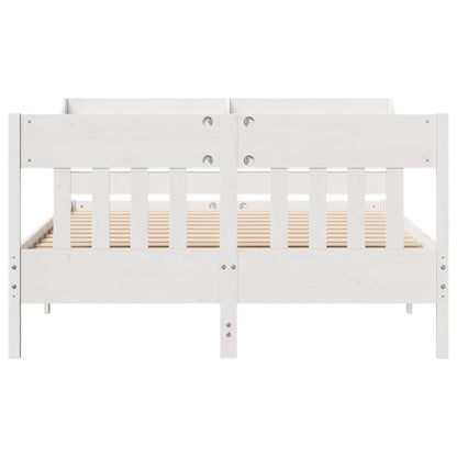 Bed Frame with Headboard White 150x200 cm King Size Solid Wood Pine