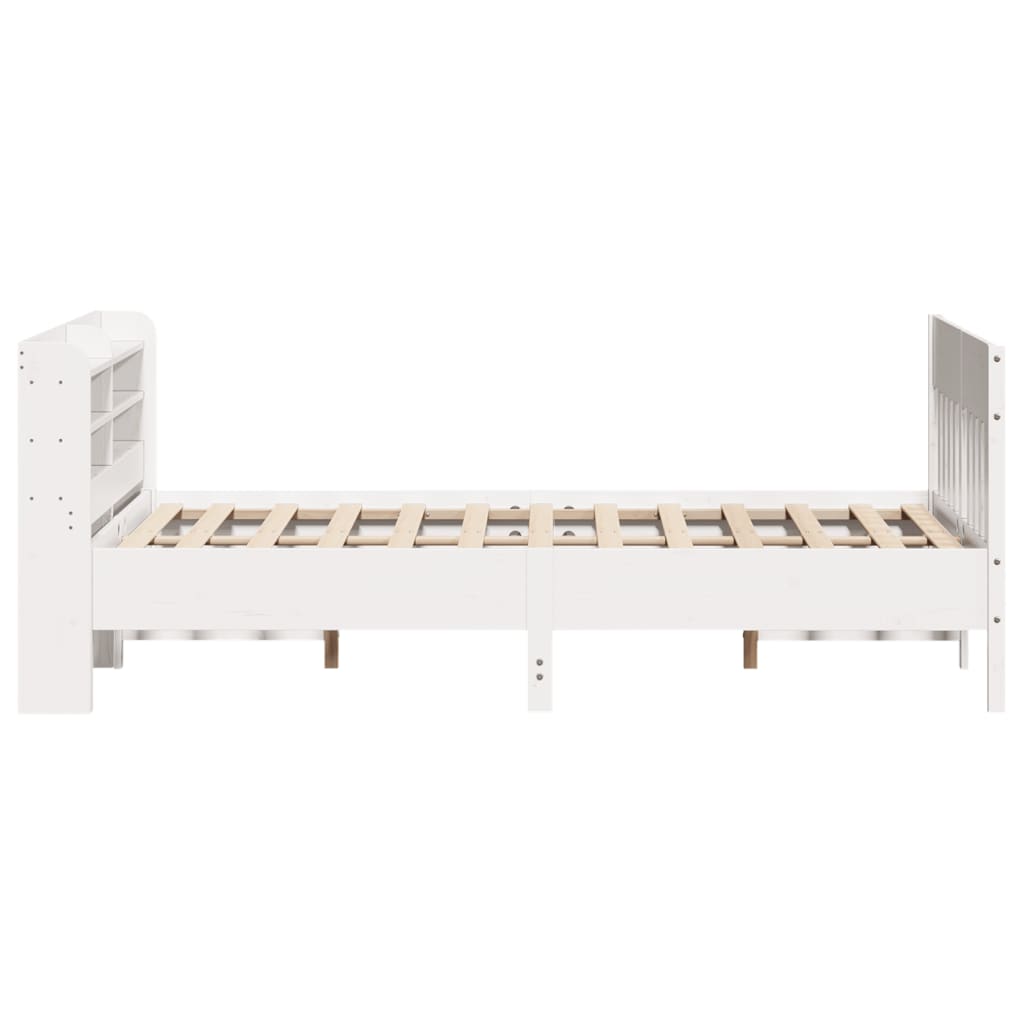 Bed Frame with Headboard White 150x200 cm King Size Solid Wood Pine