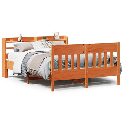 Bed Frame without Mattress Wax Brown 150x200 cm King Size Solid Wood Pine