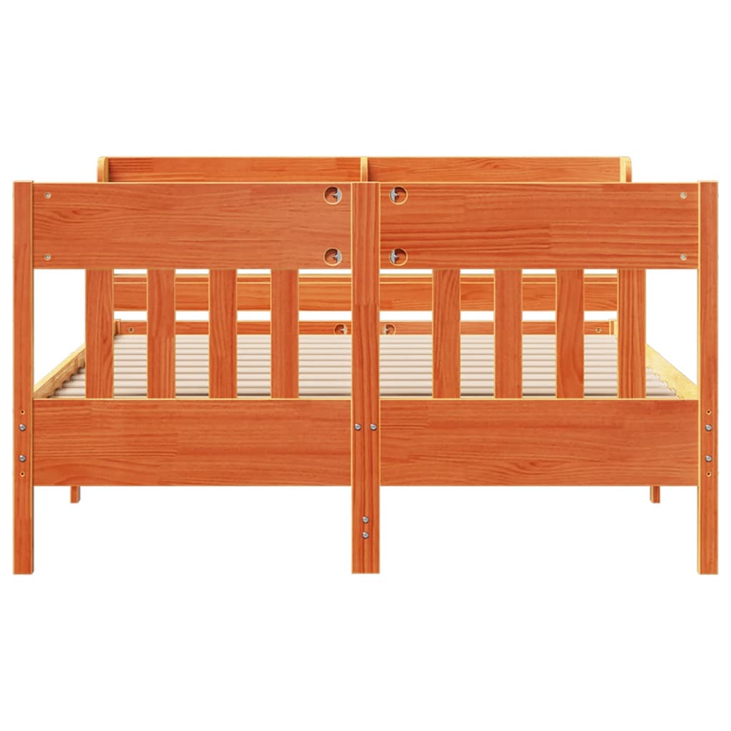 Bed Frame without Mattress Wax Brown 150x200 cm King Size Solid Wood Pine