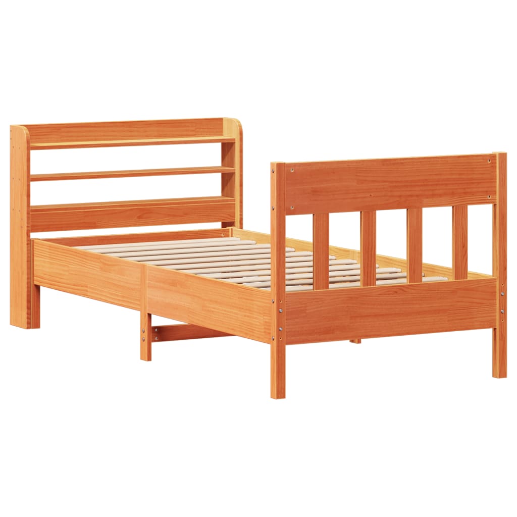 Bed Frame without Mattress Wax Brown 90x190 cm Single Solid Wood Pine