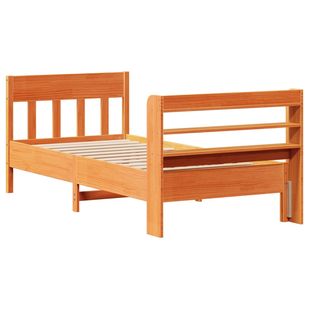 Bed Frame without Mattress Wax Brown 90x190 cm Single Solid Wood Pine