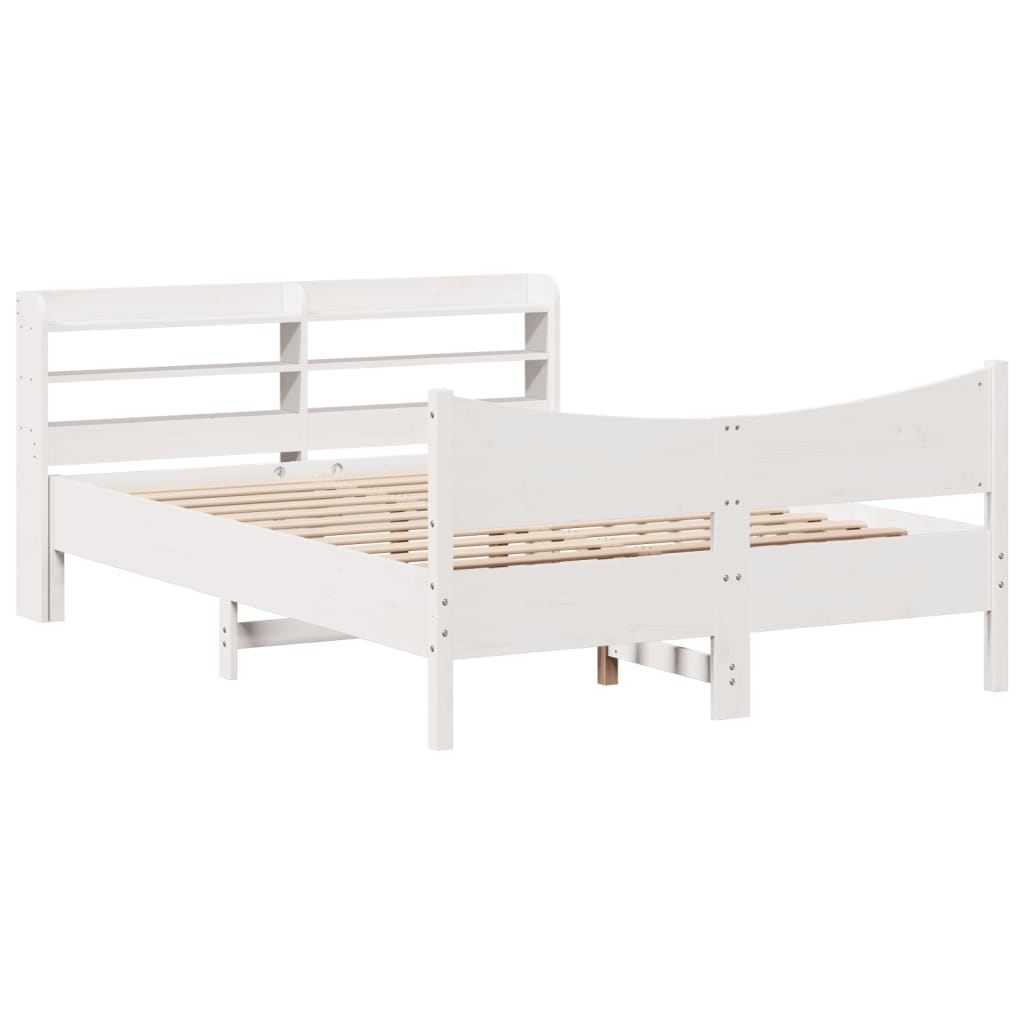 Bed Frame with Headboard White 160x200 cm Solid Wood Pine