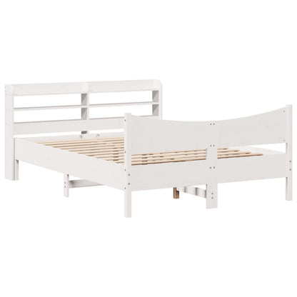 Bed Frame with Headboard White 160x200 cm Solid Wood Pine