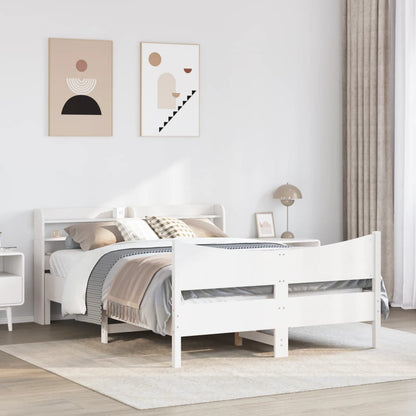 Bed Frame with Headboard White 160x200 cm Solid Wood Pine