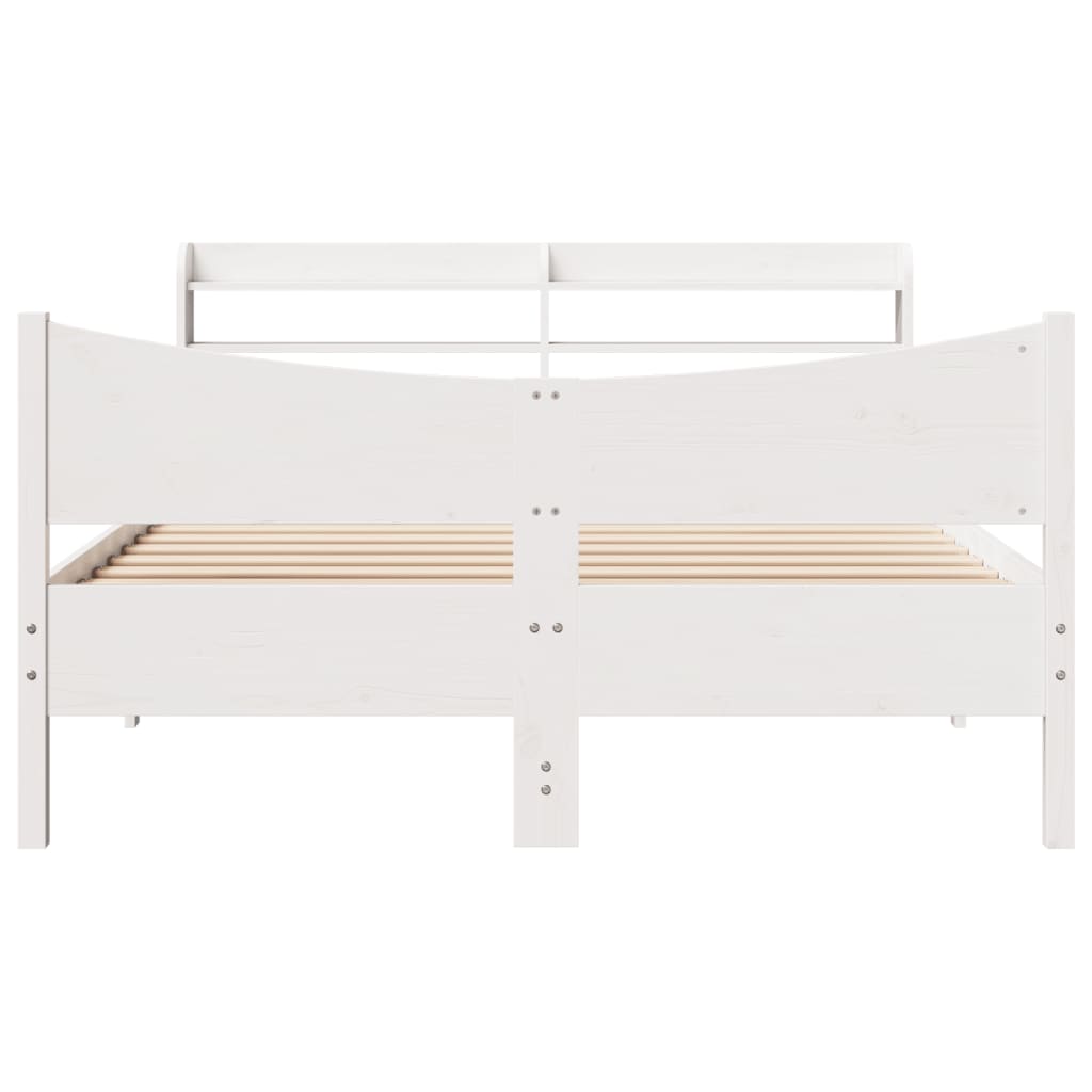 Bed Frame with Headboard White 160x200 cm Solid Wood Pine