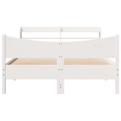 Bed Frame with Headboard White 160x200 cm Solid Wood Pine