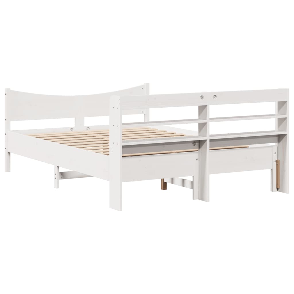 Bed Frame with Headboard White 160x200 cm Solid Wood Pine