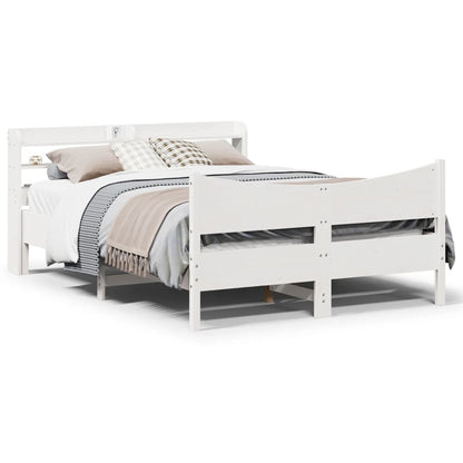 Bed Frame with Headboard White 160x200 cm Solid Wood Pine