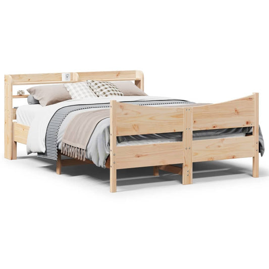 Bed Frame with Headboard 150x200 cm King Size Solid Wood Pine