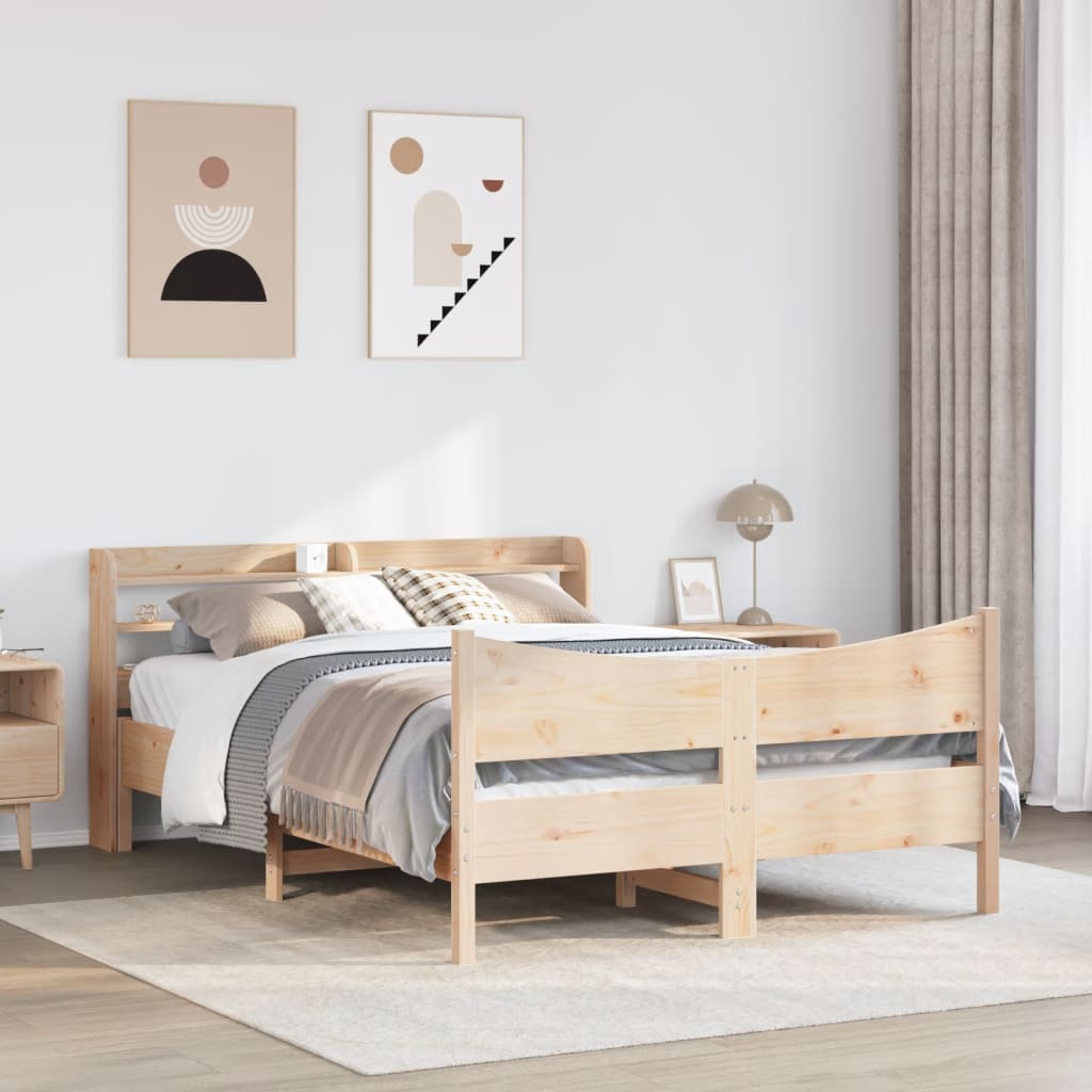 Bed Frame with Headboard 120x190 cm Small Double Solid Wood Pine