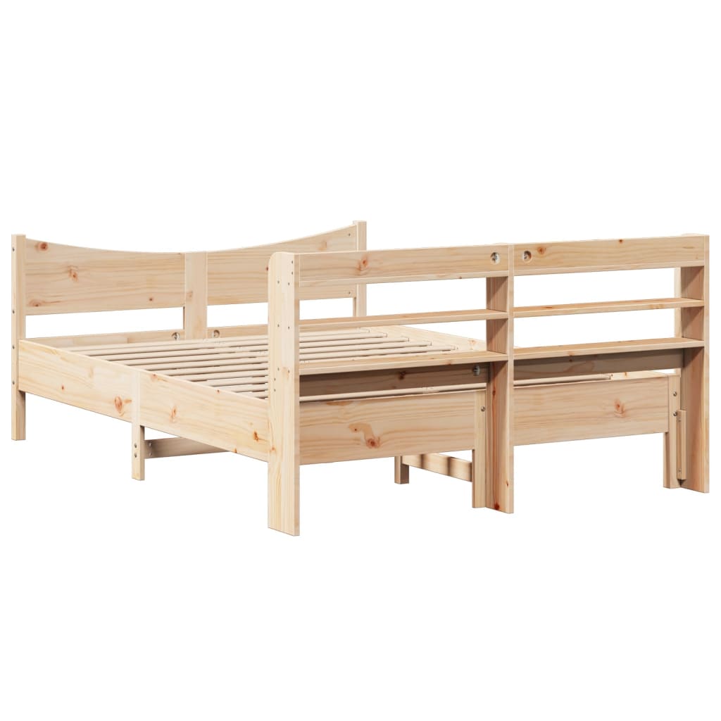 Bed Frame with Headboard 120x190 cm Small Double Solid Wood Pine