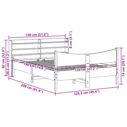 Bed Frame with Headboard 120x190 cm Small Double Solid Wood Pine