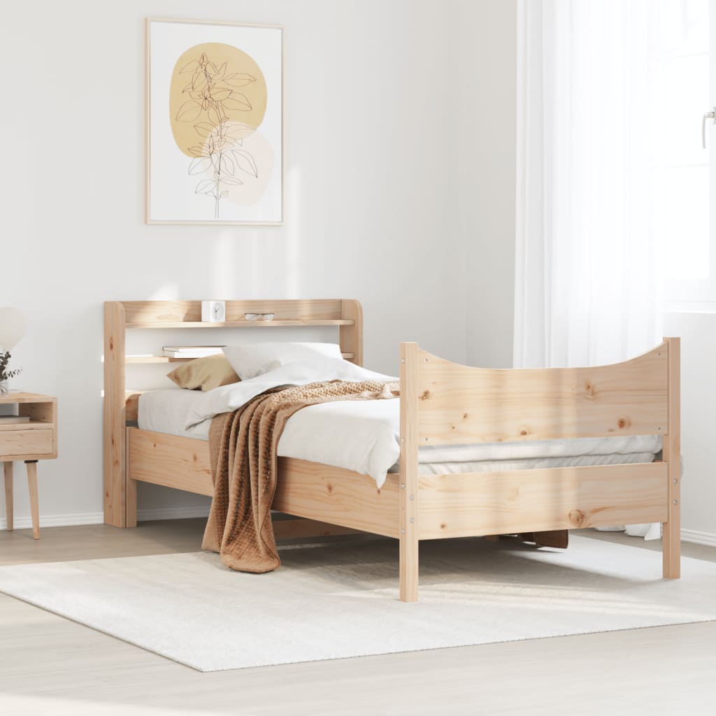 Bed Frame with Headboard 90x190 cm Single Solid Wood Pine