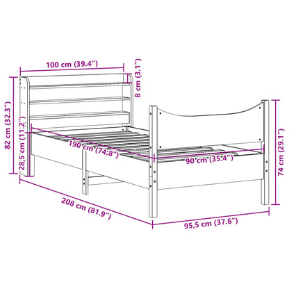 Bed Frame with Headboard 90x190 cm Single Solid Wood Pine