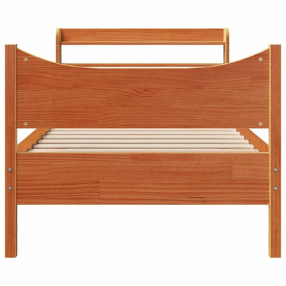 Bed Frame with Headboard Wax Brown 90x190 cm Single Solid Wood Pine