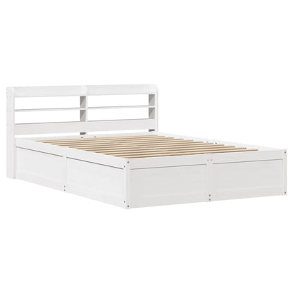 Bed Frame with Headboard White 150x200 cm King Size Solid Wood Pine