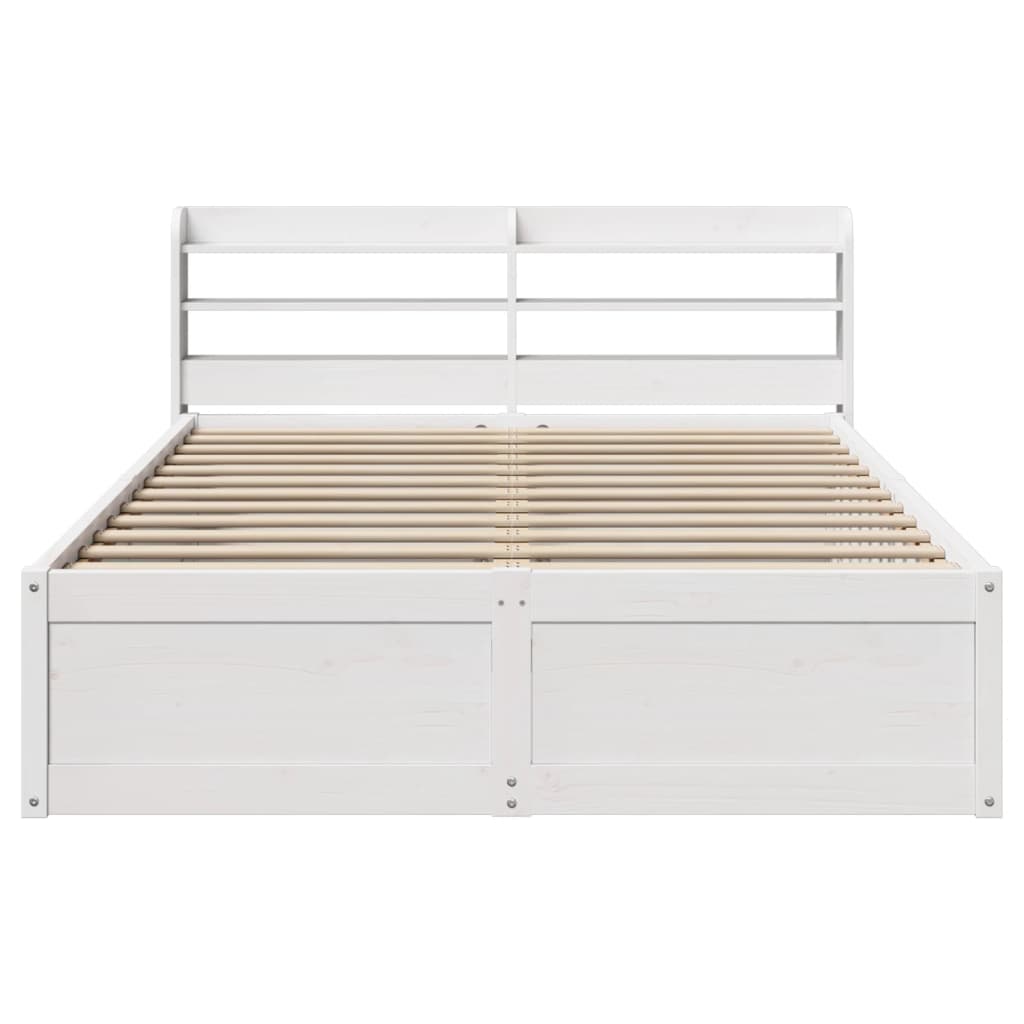 Bed Frame with Headboard White 150x200 cm King Size Solid Wood Pine