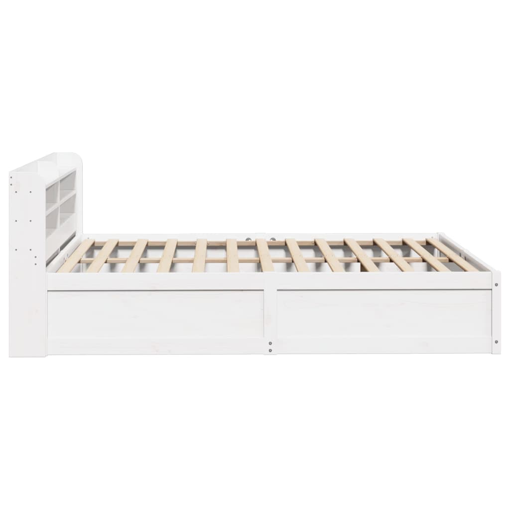 Bed Frame with Headboard White 150x200 cm King Size Solid Wood Pine