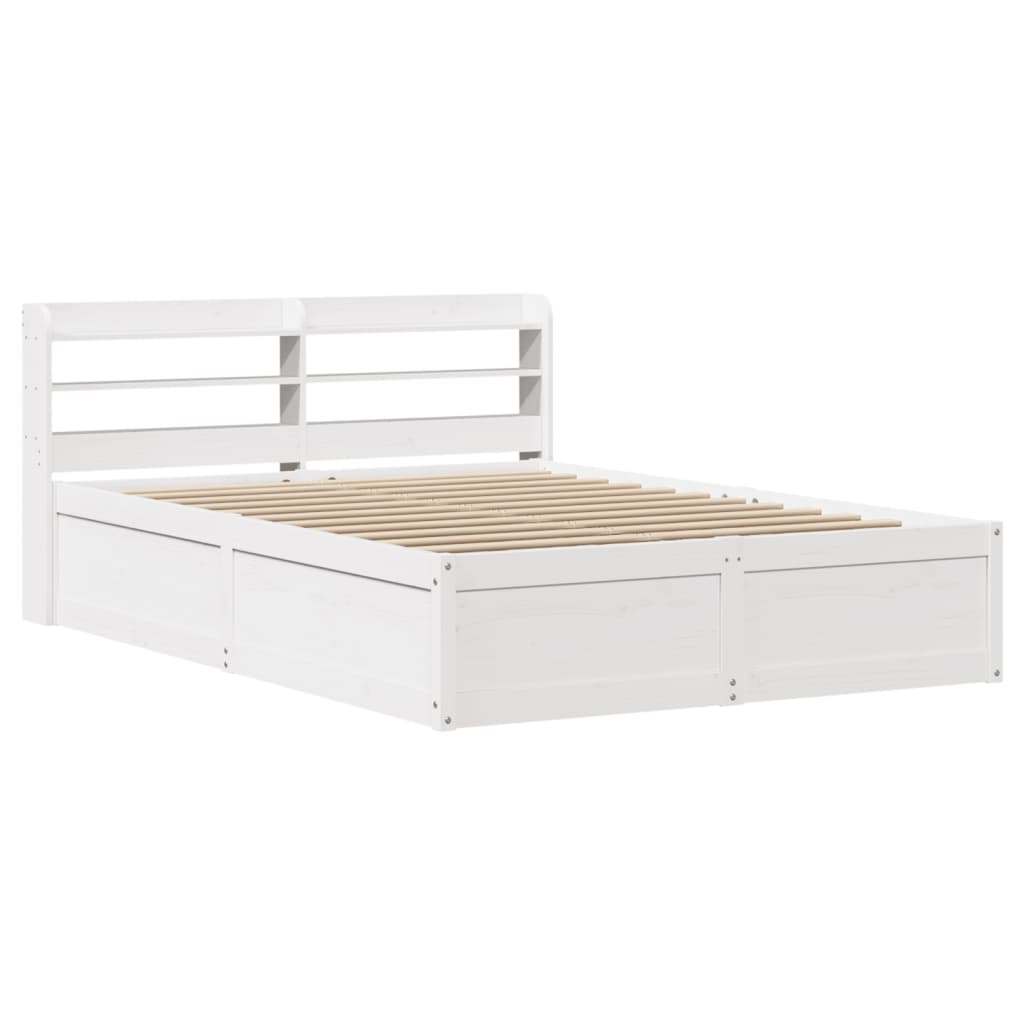 Bed Frame with Headboard White 140x200 cm Solid Wood Pine