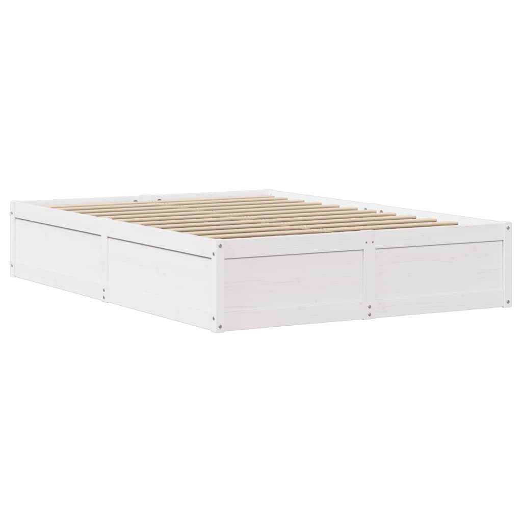 Bed Frame with Headboard White 140x200 cm Solid Wood Pine