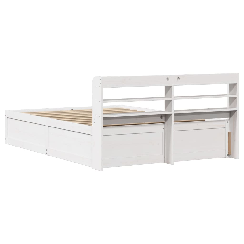 Bed Frame with Headboard White 140x200 cm Solid Wood Pine