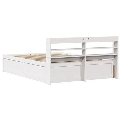 Bed Frame with Headboard White 140x200 cm Solid Wood Pine