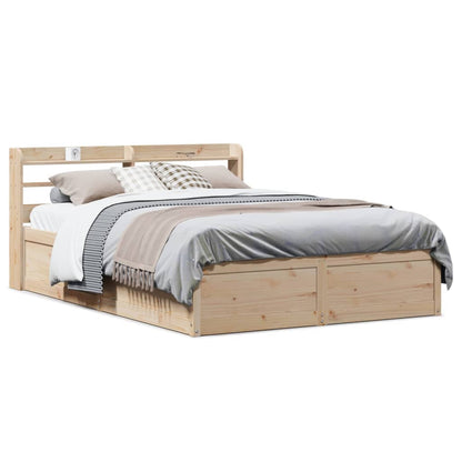 Bed Frame with Headboard 120x190 cm Small Double Solid Wood Pine