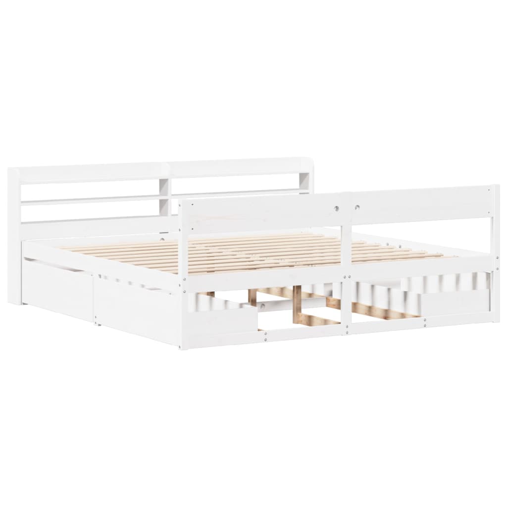 Bed Frame without Mattress White 200x200 cm Solid Wood Pine