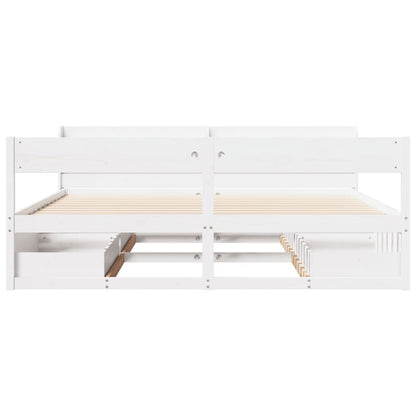 Bed Frame without Mattress White 200x200 cm Solid Wood Pine