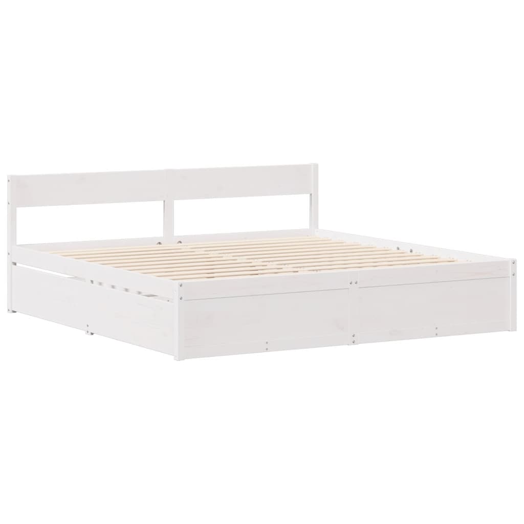 Bed Frame without Mattress White 200x200 cm Solid Wood Pine