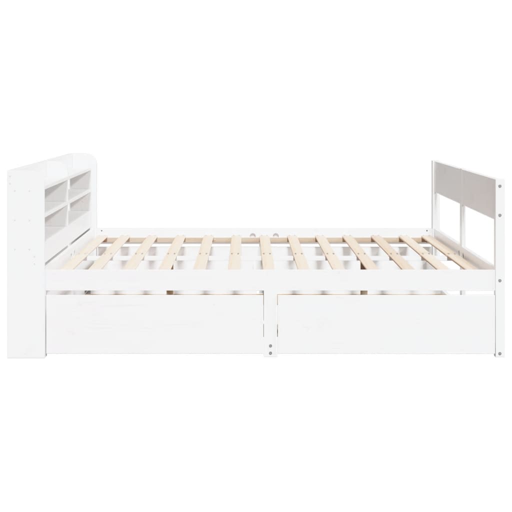 Bed Frame without Mattress White 200x200 cm Solid Wood Pine