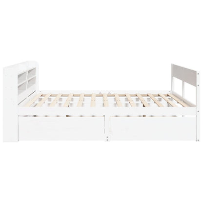 Bed Frame without Mattress White 200x200 cm Solid Wood Pine