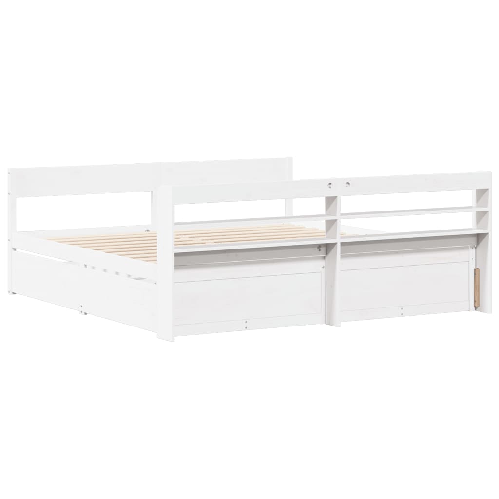 Bed Frame without Mattress White 200x200 cm Solid Wood Pine