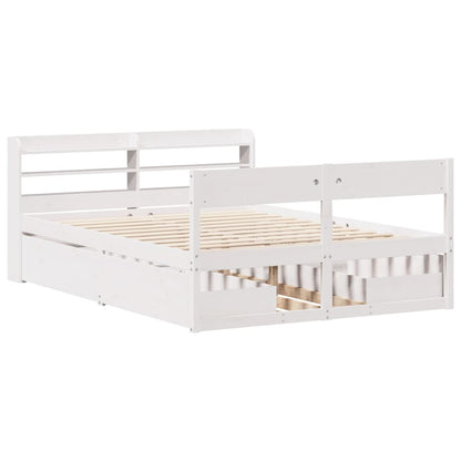 Bed Frame without Mattress White 150x200 cm King Size Solid Wood Pine