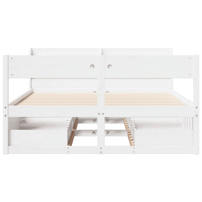 Bed Frame without Mattress White 150x200 cm King Size Solid Wood Pine