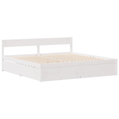 Bed Frame without Mattress White 150x200 cm King Size Solid Wood Pine