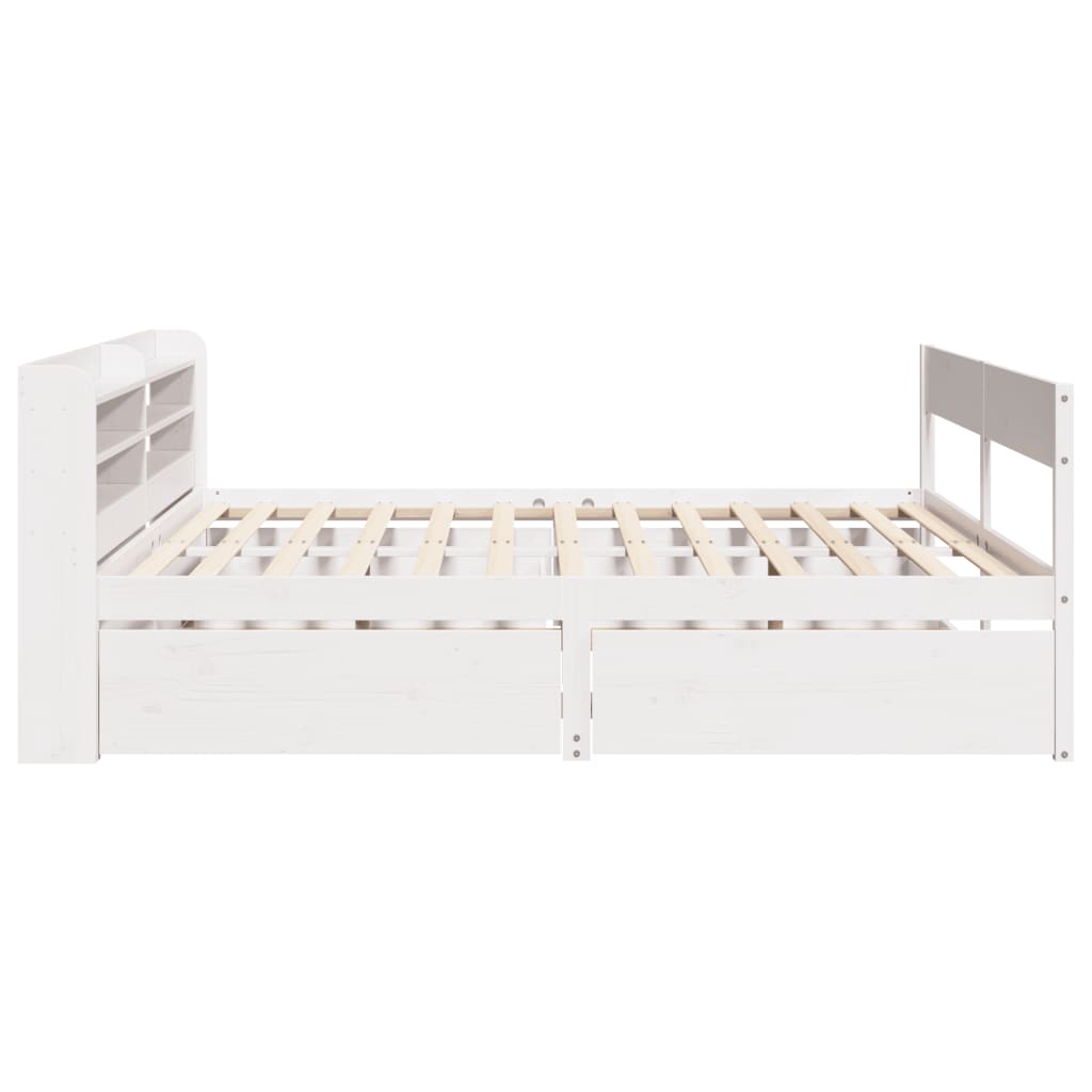 Bed Frame without Mattress White 150x200 cm King Size Solid Wood Pine