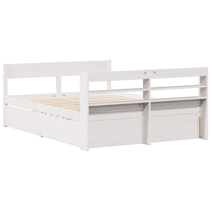 Bed Frame without Mattress White 150x200 cm King Size Solid Wood Pine