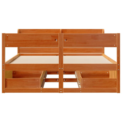 Bed Frame without Mattress Wax Brown 150x200 cm King Size Solid Wood Pine