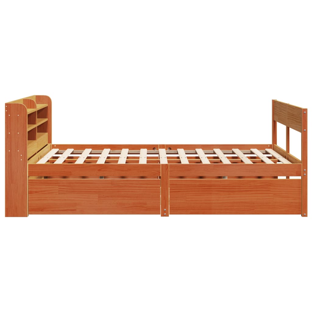 Bed Frame without Mattress Wax Brown 150x200 cm King Size Solid Wood Pine