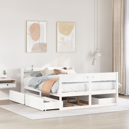 Bed Frame without Mattress White 120x200 cm Solid Wood Pine