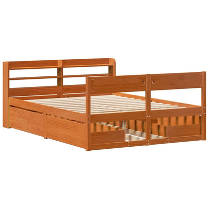 Bed Frame without Mattress Wax Brown 120x200 cm Solid Wood Pine